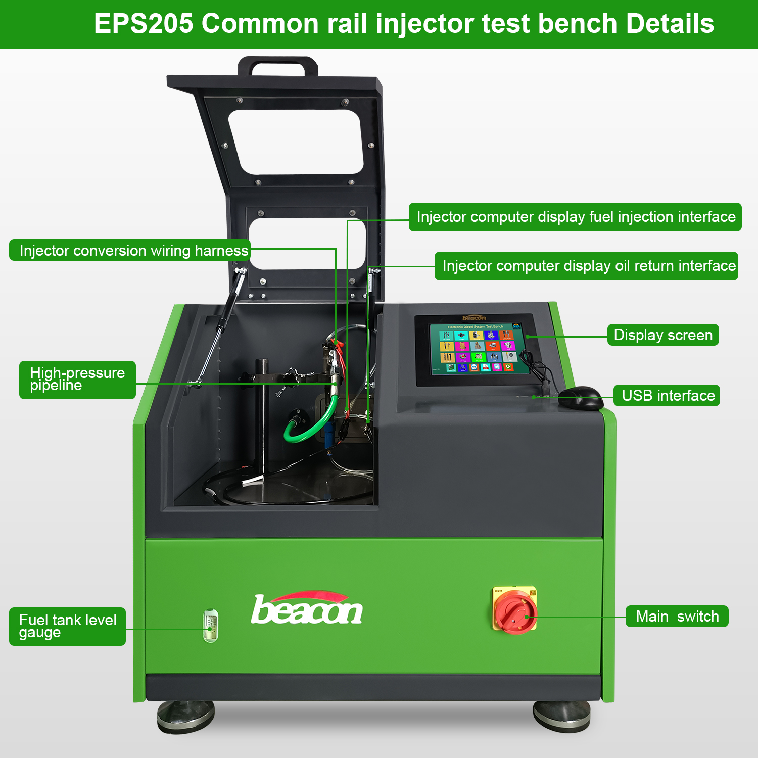 {Electronic Machines Engine Stand Eps205 Common Rail Diesel Fuel Injector Test Bank}