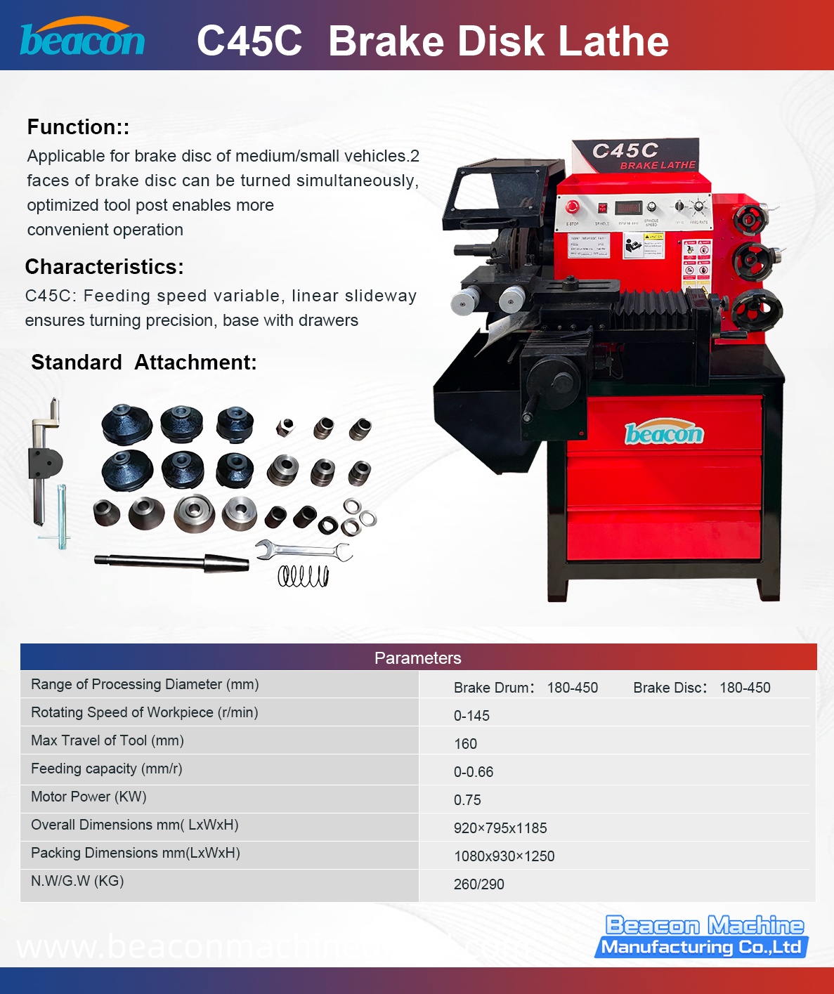 {Beacon New Machine C45C Disc Brake Drum Lathe Machine }