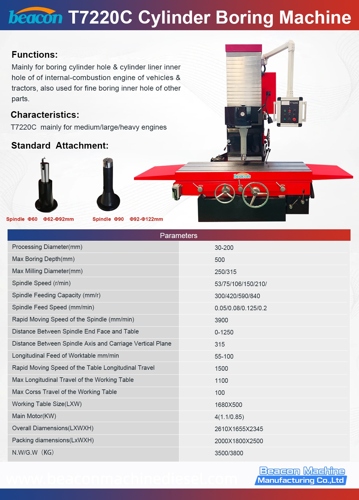 {T7220C Vertical Cylinder Boring Machine for Vehicle & Tractor Engine Cylinder Liner Boring & Fine Machining}