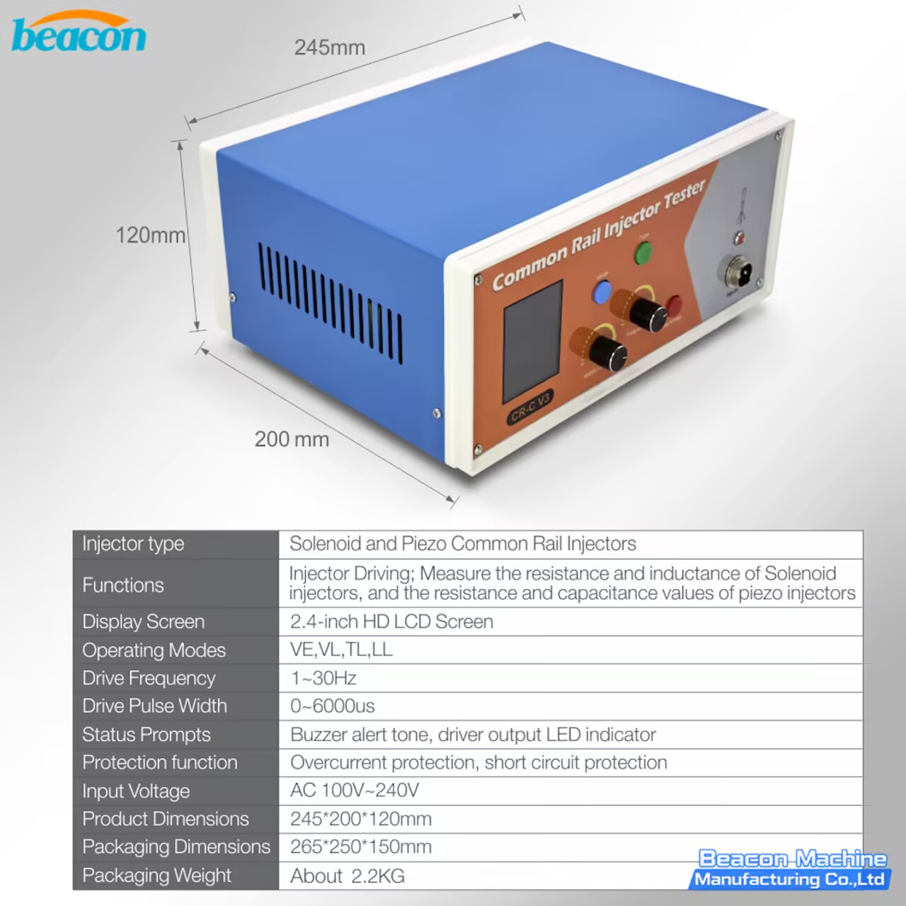 {CR-C V3 Solenoid and Piezo Common Rail Injector Tester}
