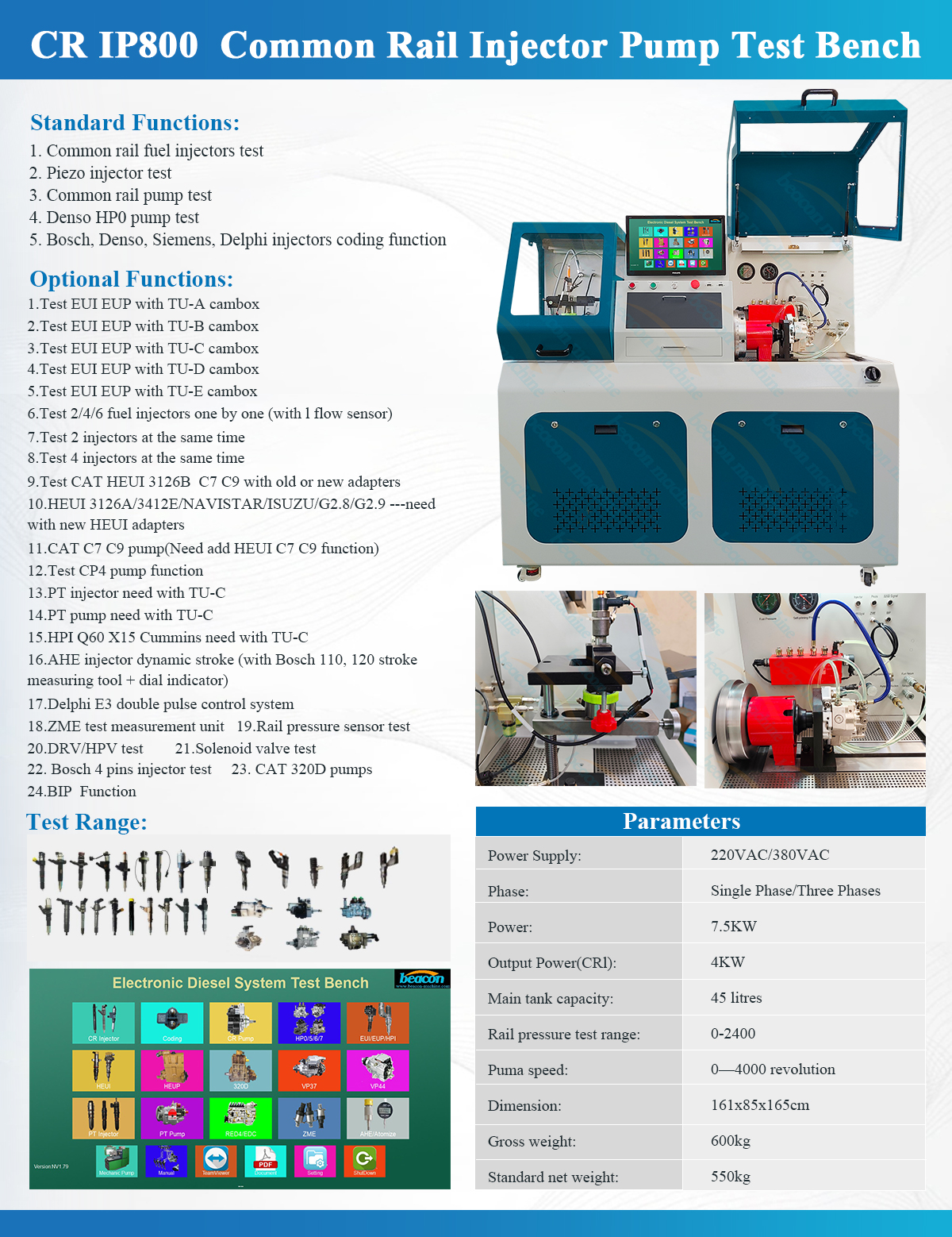 Common Rail Diesel Injector Fuel Injection Pump Test Bench
