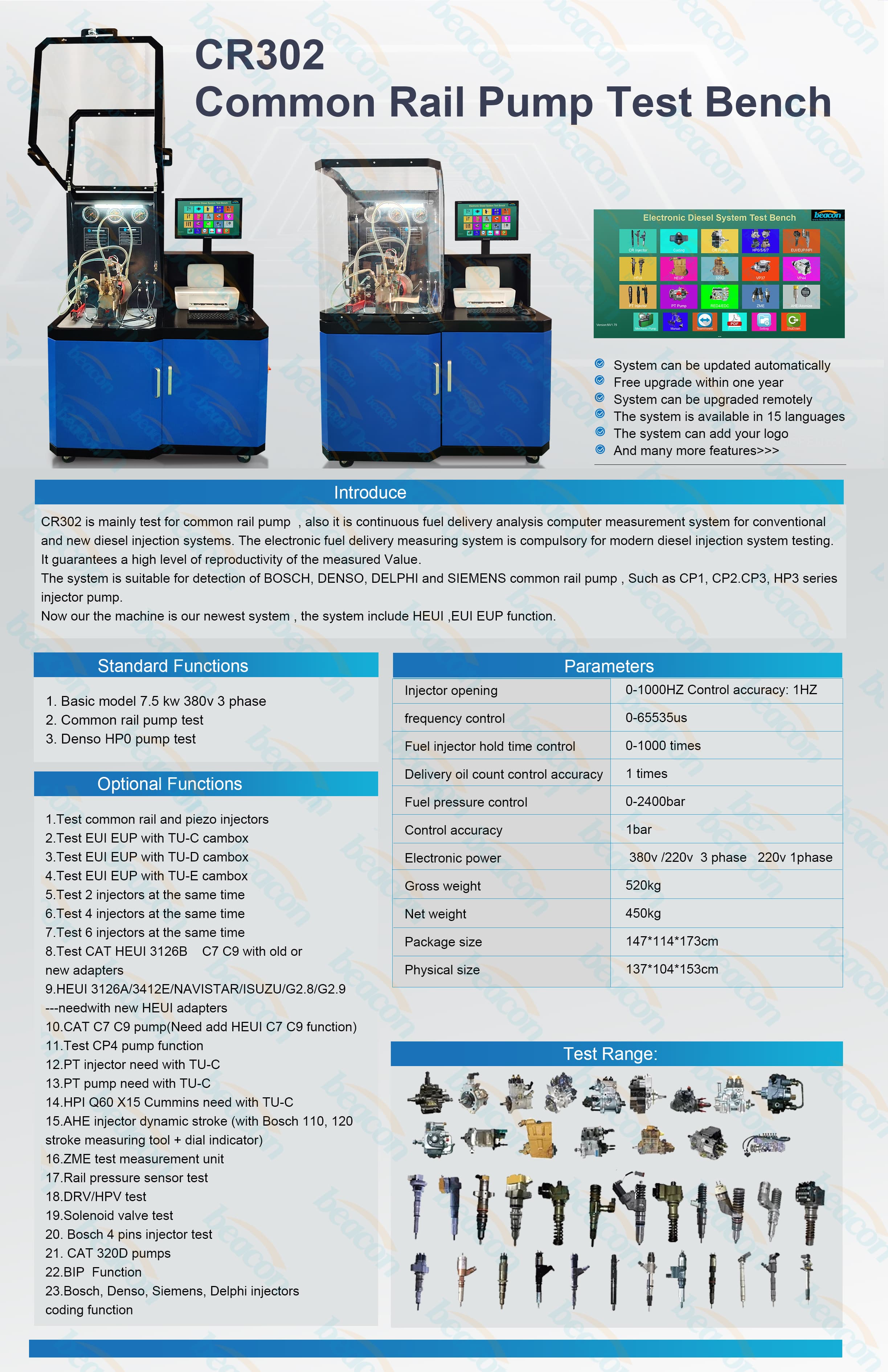 Common Rail Diesel Fuel Injection Pump Test Machine 